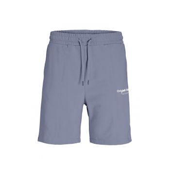 Pantaloni scurti din amestec de bumbac cu snur in talie - Negru