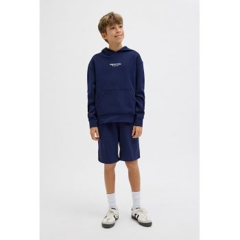 Pantaloni scurti din amestec de bumbac cu snur in talie - Negru