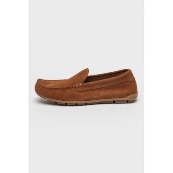 Pantofi loafer din piele intoarsa cu varf patrat
