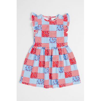 Rochie cu model in carouri si volane