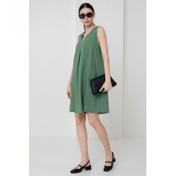 Rochie din in cu buzunare laterale