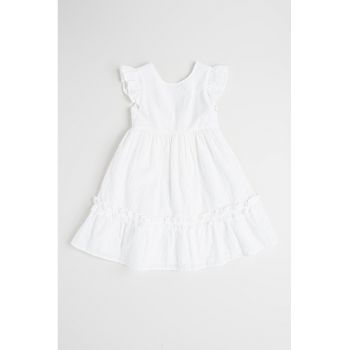 Rochie evazata din bumbac cu aplicatie cu funda pe partea din spate