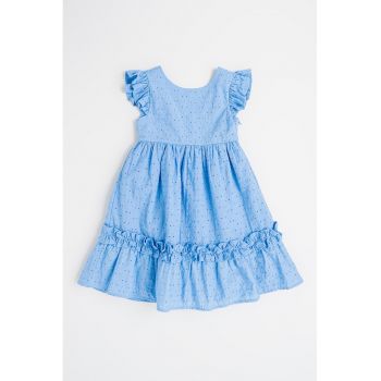 Rochie evazata din bumbac cu aplicatie cu funda pe partea din spate
