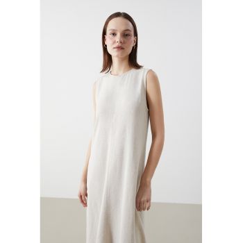 Rochie midi din amestec de in
