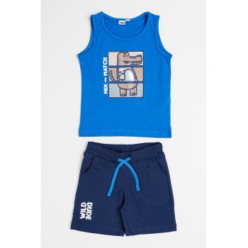 Set de top si pantaloni scurti din bumbac cu imprimeu