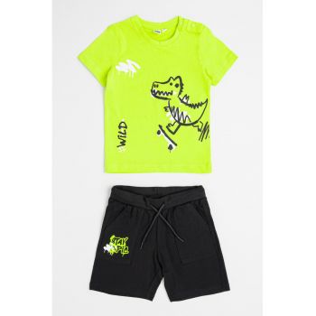 Set de tricou si pantaloni scurti cu imprimeu - 2 piese