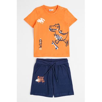 Set de tricou si pantaloni scurti cu imprimeu - 2 piese