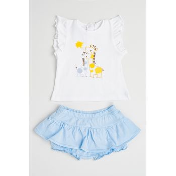 Set de tricou si pantaloni scurti din amestec de bumbac - 2 piese