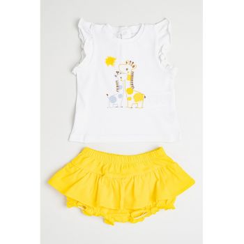 Set de tricou si pantaloni scurti din amestec de bumbac - 2 piese
