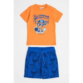 Set de tricou si pantaloni scurti din bumbac cu imprimeu