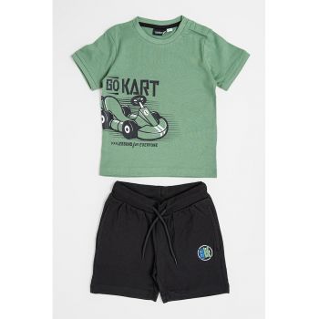 Set de tricou si pantaloni scurti din bumbac cu imprimeu