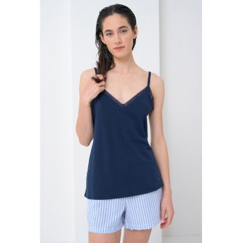 Top de pijama din amestec de modal cu decolteu in V
