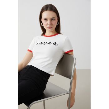 Tricou crop cu Mickey Mouse