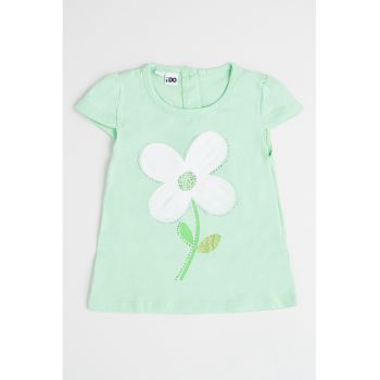 Tricou cu decolteu in A si imprimeu floral