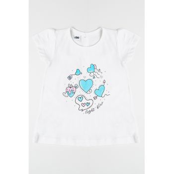 Tricou din bumbac cu imprimeu si croiala in A