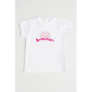 Tricou din bumbac cu model brodat