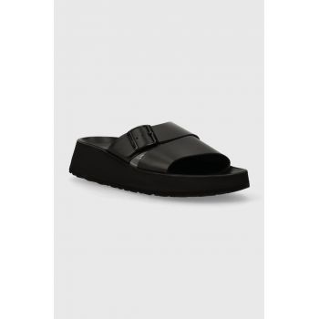 Birkenstock papuci de piele BIRKENSTOCK X PAPILLIO Almina femei, culoarea negru, cu platforma, 1026872