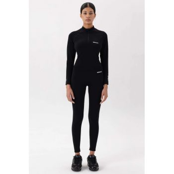 Bluza cu maneci raglan si fenta scurta cu fermoar - Negru