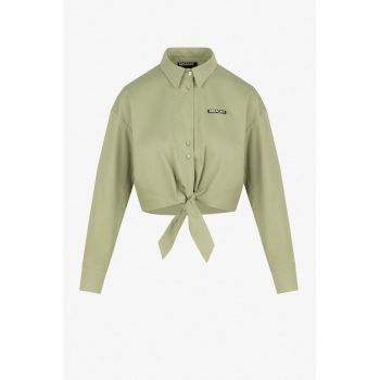 Camasa scurta cu detaliu innodat Livia - Verde sparanghel deschis