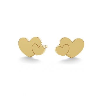 Cercei Aur 585 - 14K Double Heart Surub