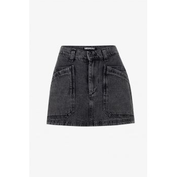 Fusta scurta din denim cu buzunare aplicate - Negru stins