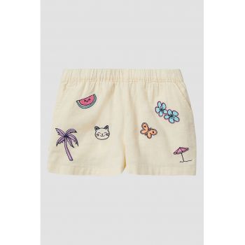 Pantaloni scurti din bumbac cu design tropical