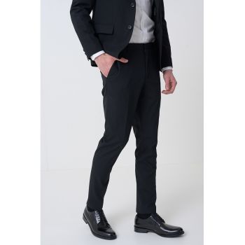Pantaloni slim fit din amestec de lana