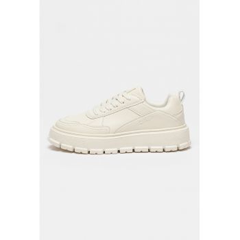 Pantofi sport de piele ecologica cu logo