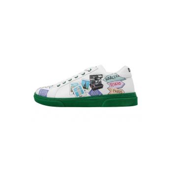 Pantofi sport din piele ecologica cu imprimeu grafic