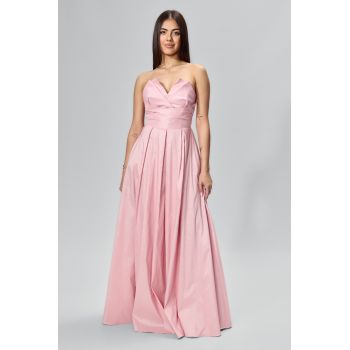 Rochie de ocazie premium cu pliuri in talie si umerii goi Delyssa Rose