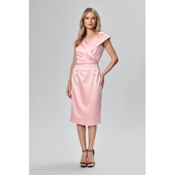 Rochie elaganta din satin cu decolteu in V Auria Rose