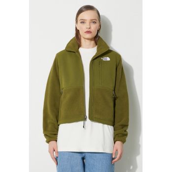 The North Face geacă W Ripstop Denali Jacket femei, culoarea verde, de tranziție, oversize, NF0A870SPIB1