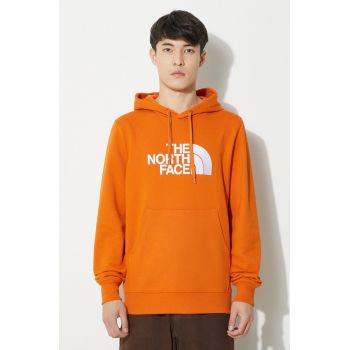 The North Face hanorac de bumbac M Light Drew Peak Pullover Hoodie barbati, culoarea portocaliu, cu glugă, cu imprimeu, NF00A0TEPCO1