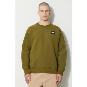 The North Face hanorac de bumbac U The 489 Crew bărbați, culoarea verde, cu imprimeu, NF0A87D8PIB1