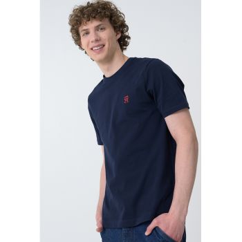 Tricou de bumbac cu decolteu la baza gatului