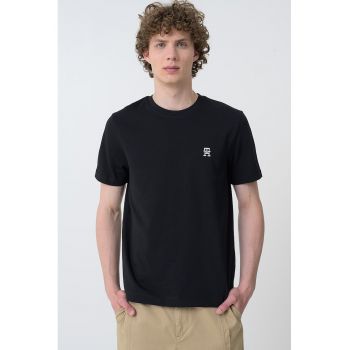 Tricou de bumbac cu decolteu la baza gatului