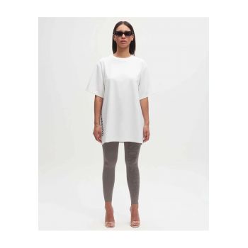 Tricou din bumbac organic cu croiala supradimensionata - Alb optic -