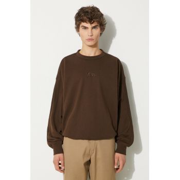 Vans hanorac de bumbac Premium Classics LX Crew Fleece barbati, culoarea maro, neted, VN000GBW3N11