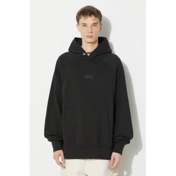 Vans hanorac de bumbac Premium Standards Hoodie Fleece LX barbati, culoarea negru, cu glugă, neted, VN000GZ1BLK1