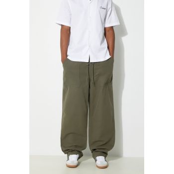 Vans pantaloni de bumbac Premium Standards Easy Trouser LX culoarea verde, drept, VN000GZ2KCZ1