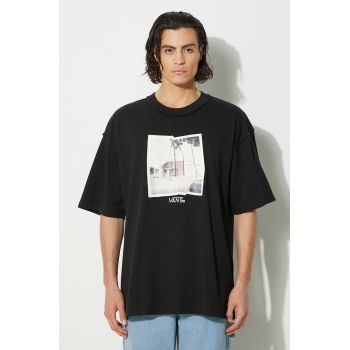 Vans tricou din bumbac Premium Classics LX Broadway barbati, culoarea negru, cu imprimeu, VN000HQ8BLK1