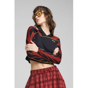 Bluza crop cu aspect contrastant