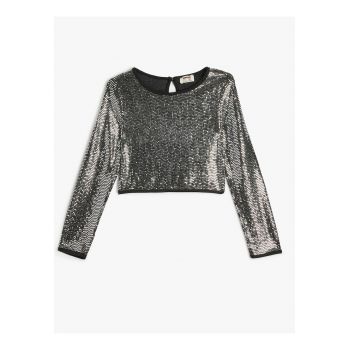 Bluza crop cu paiete