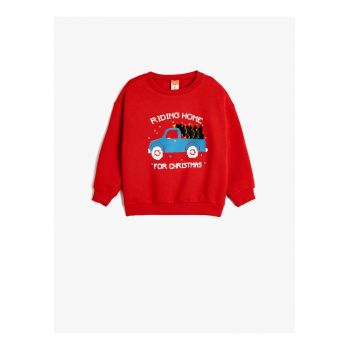 Bluza de trening cu decolteu la baza gatului si imprimeu de Craciun