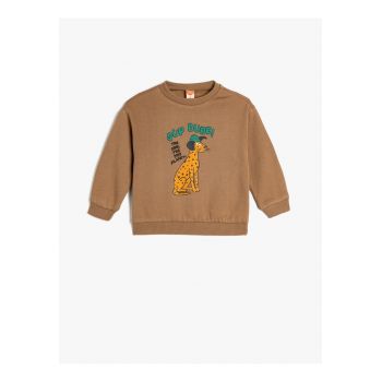 Bluza de trening cu decolteu la baza gatului si imprimeu grafic