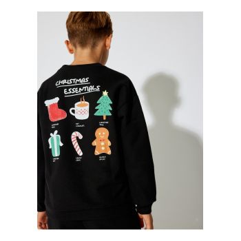 Bluza de trening cu decolteu la baza gatului si imprimeu
