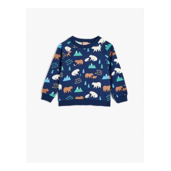 Bluza de trening cu decolteu la baza gatului si model grafic