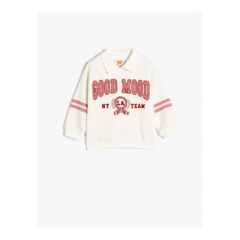 Bluza de trening cu guler polo si imprimeu text