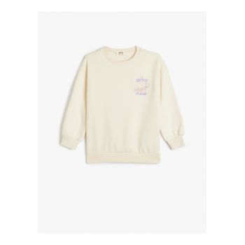 Bluza de trening cu imprimeu si decolteu la baza gatului
