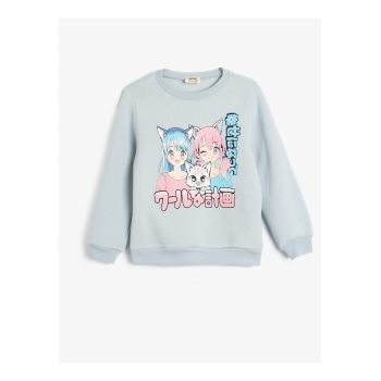 Bluza de trening cu imprimeu si decolteu la baza gatului
